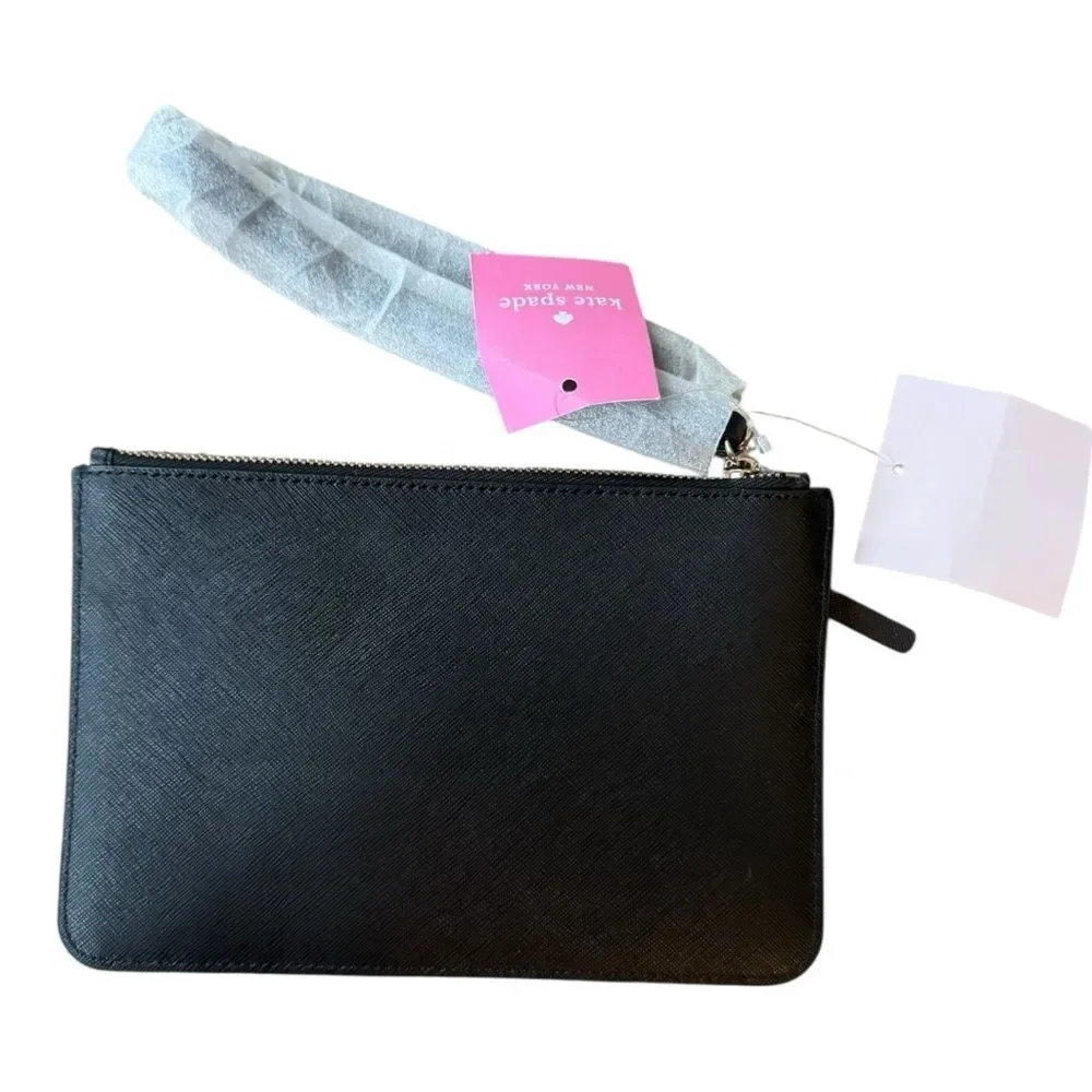 Kate Spade New York 'Tinie' black Saffiano leather zip-top wristlet